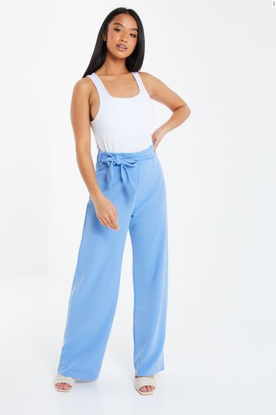 Petite Blue High Waisted Trousers